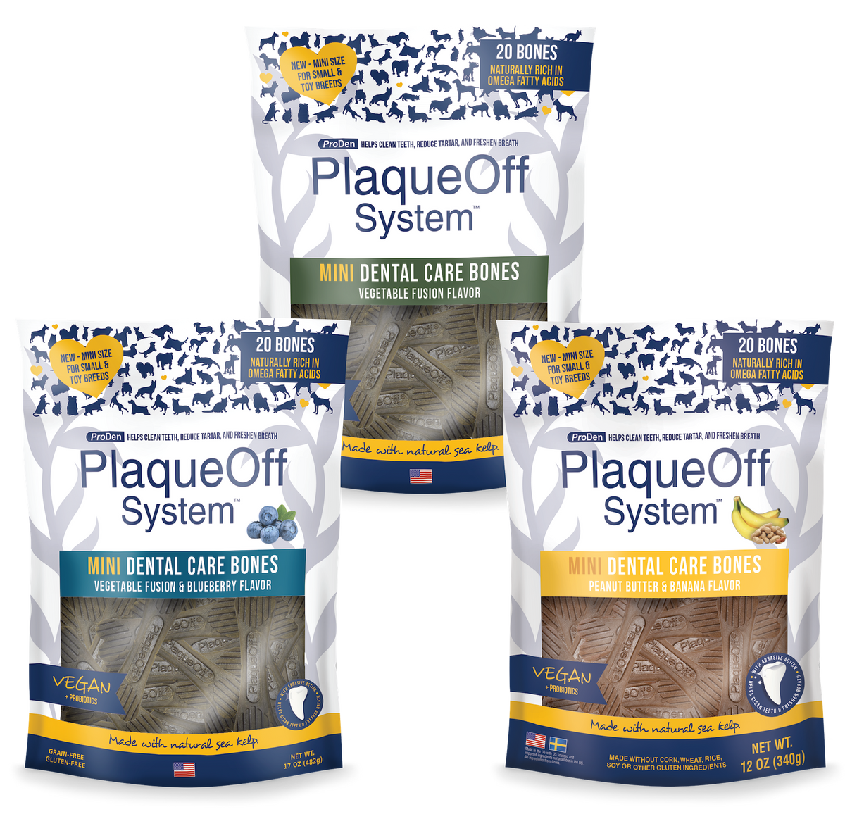 ProDen PlaqueOff System Mini Dental Care Bones
